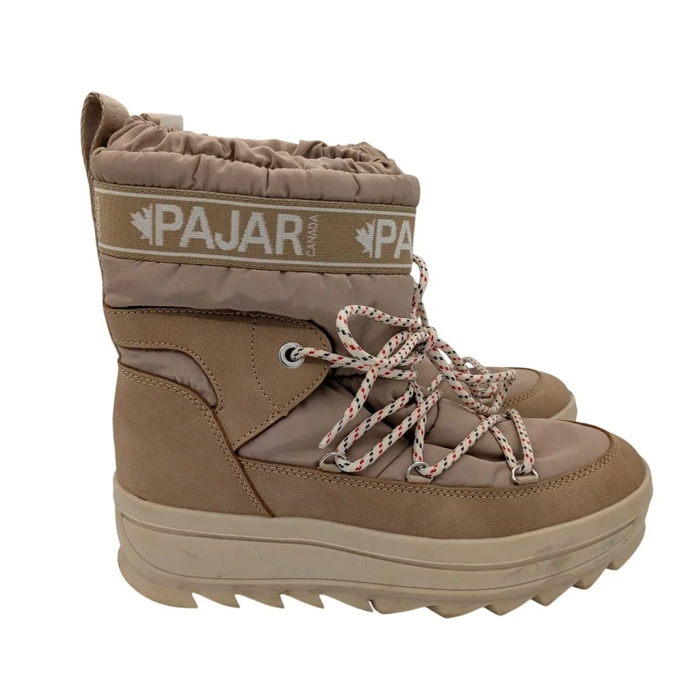 Pajar Galaxy Sand Beige Waterproof Puffer Snow Boots Women's 8 EUR 39 Insulated